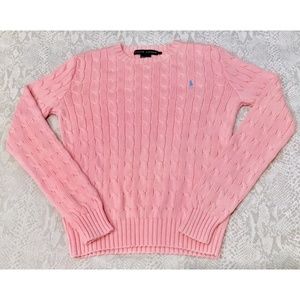 Ralph Lauren Classic Cable Knit Sweater Pink Small